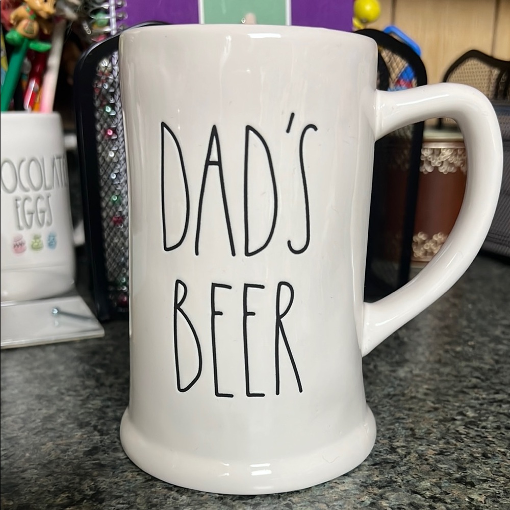 Rae Dunn Cream 'Dad's Beer' Mug